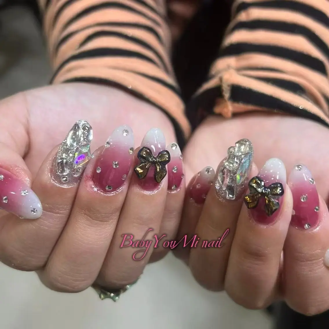 ネイル オーロラネイル チークネイル 成人式 フットネイル フレンチネイル ハンドネイル BabyYouMi nailのネイルデザイン