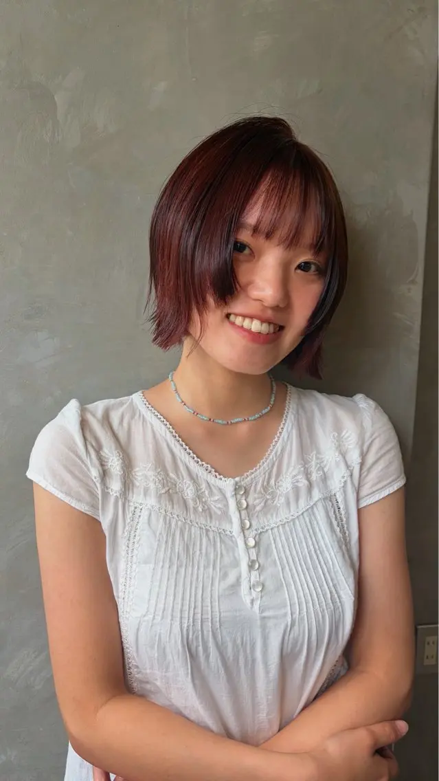 ショート カラー ヘアカラー トリートメント おくにし はなのヘアスタイル
