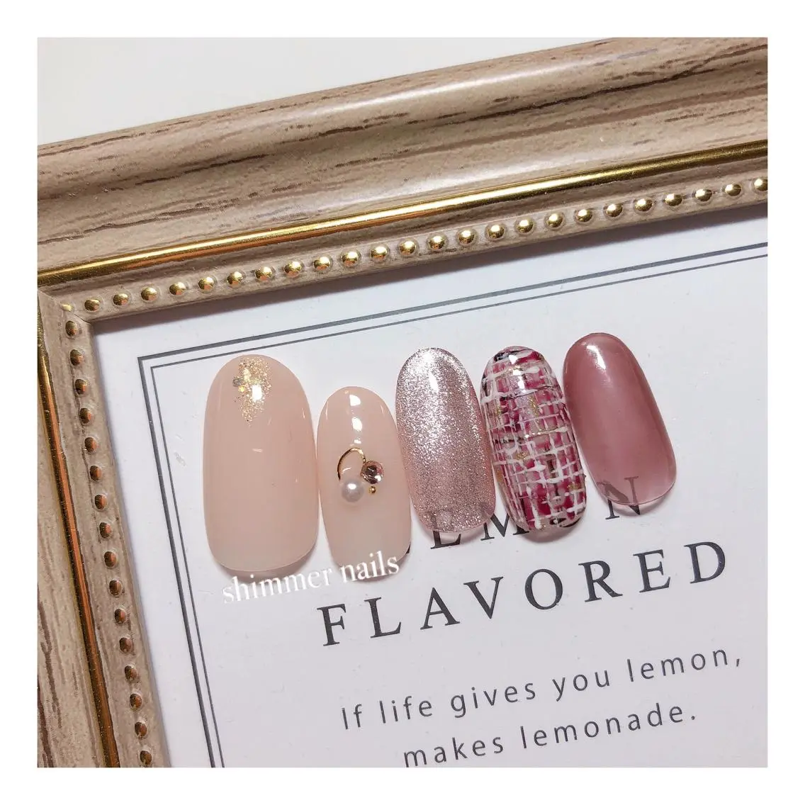 ネイル ツイードネイル フットネイル shimmer nailsのネイルデザイン