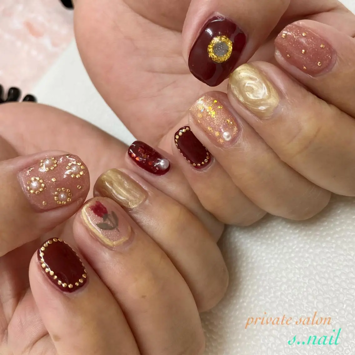 ネイル ボルドー ニュアンスネイル ハンドネイル フットネイル s..nail / MORITAのネイルデザイン