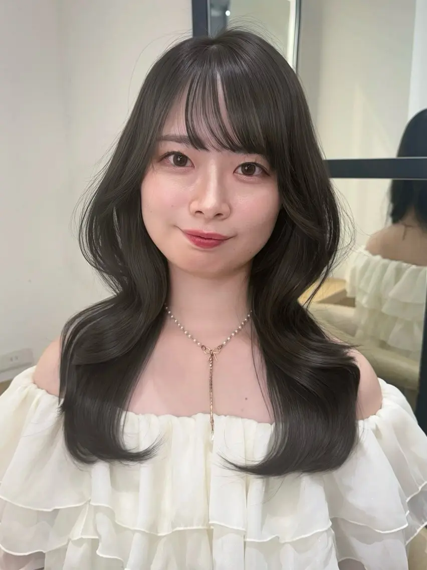 ロング カット ヘアカラー 縮毛矯正/透明感 カラー/minaのヘアスタイル