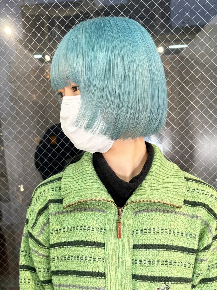 ミディアム カラー ヘアアレンジ ミディアムパーマ ブリーチ ブルーカラー ケアブリーチ ダブルカラー ヘアカラー トリートメント lani ブリーチ /ダブルカラーのヘアスタイル