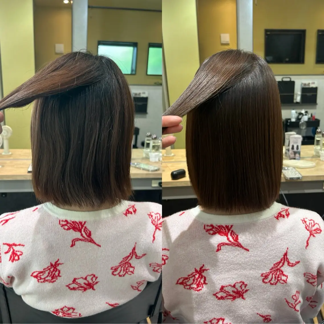 ミディアム パーマ 髪質改善 ストレートパーマ カット 縮毛矯正 トリートメント hubhair レイヤー/透明感のヘアスタイル
