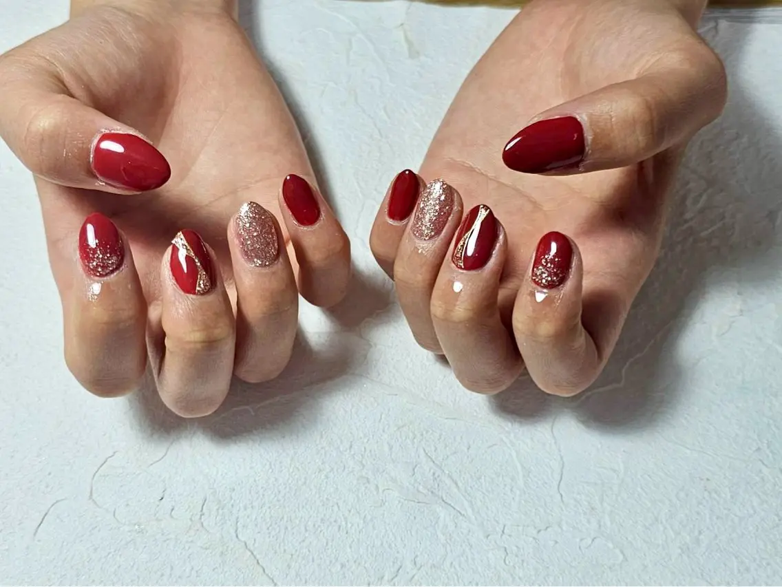 ネイル オーロラネイル ボルドー フットネイル フレンチネイル ジェルネイル ハンドネイル mogunail &blowのネイルデザイン