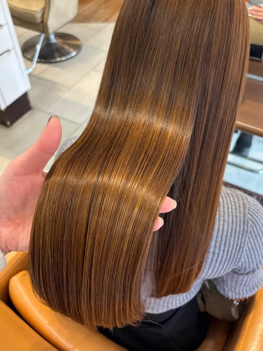 ロング カラー 髪質改善 トリートメント ヘアカラー トリートメント 縮毛矯正×髪質改善 /透明感カラー/熊川のヘアスタイル