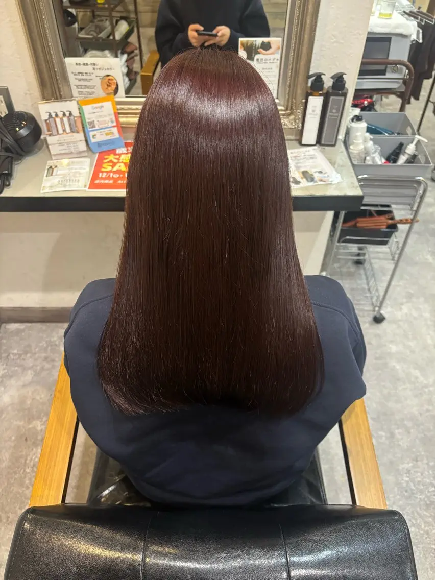 セミロング ピンクブラウン ヘアカラー 🔮 艶感カラー 🔮鈴木 夢里のヘアスタイル