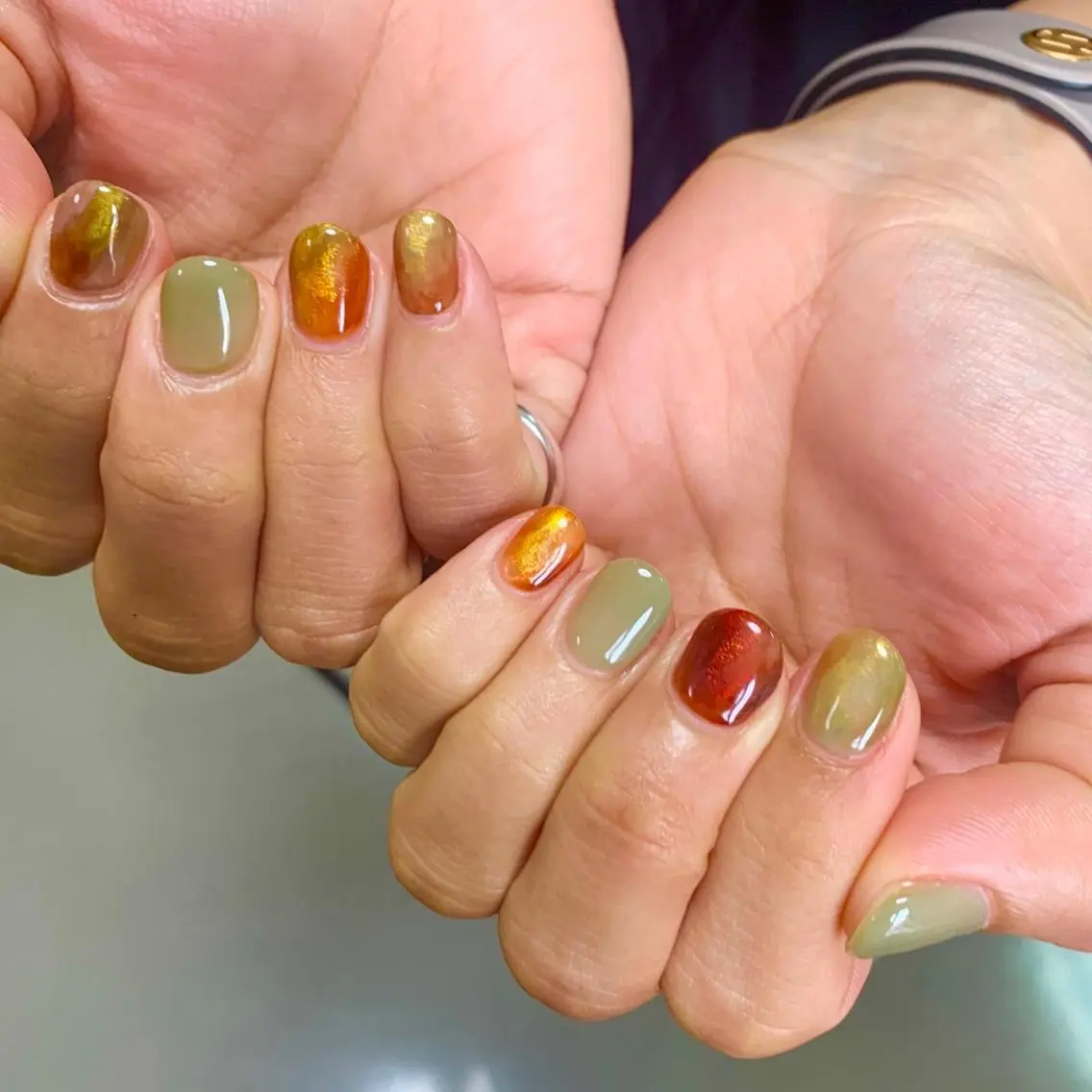 ネイル アートネイル べっ甲ネイル ブラウン フットネイル ジェルネイル ハンドネイル フットネイル nail salon mieux(ミュー)のマツエク・マツパデザイン