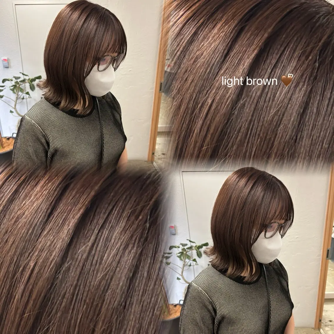 ミディアム カラー ブラウンカラー ボブ カット ヘアカラー 艶カラー/ レイヤー /髪質改善|YUIのヘアスタイル