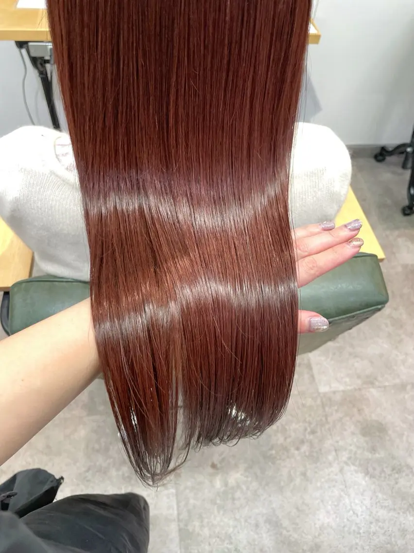 ロング カラー ピンクカラー 髪質改善 トリートメント 大平 美沙のヘアスタイル