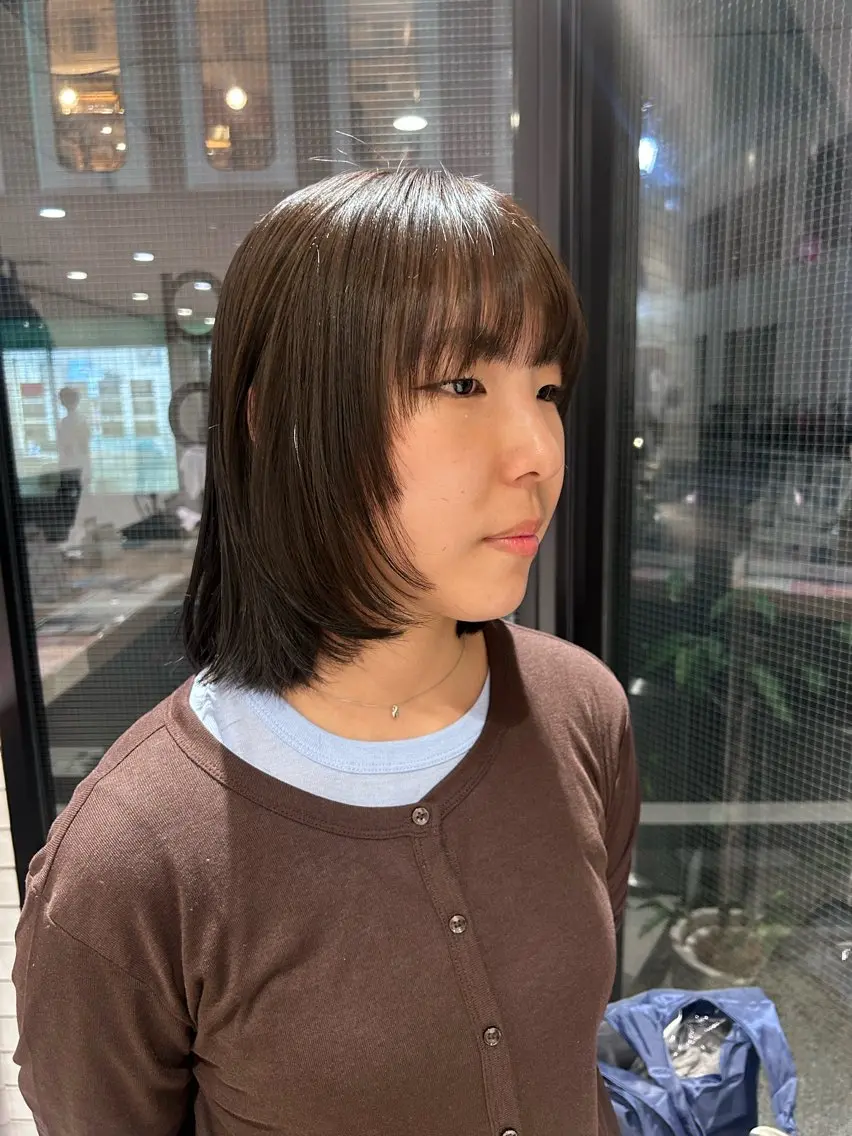 ミディアム カラー カット ヘアカラー 透明感カラー/ パーマのヘアスタイル