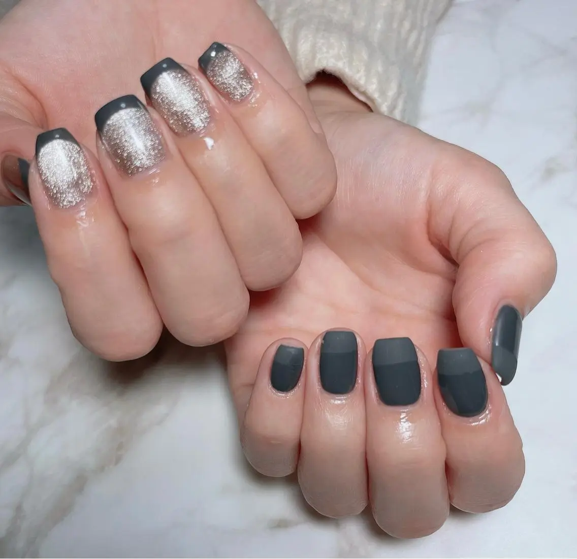 ネイル フレンチネイル マグネットネイル マットネイル ハンドネイル Kayo 💅のネイルデザイン