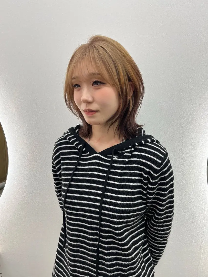 セミロング ヘアカラー トリートメント ベージュ⟡˖レイヤー ˖ ࣪⊹あずきのヘアスタイル