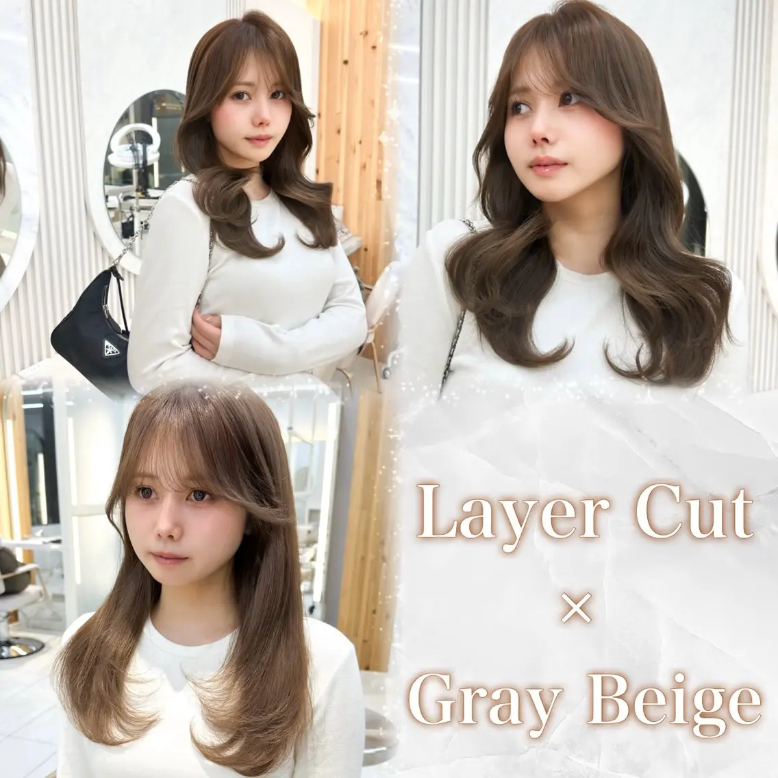 セミロング カラー ベージュカラー 透明感カラー レイヤーカット カット ヘアカラー トリートメント 顔周り特化/韓国ヘア /レイヤー/吉野幸大のヘアスタイル
