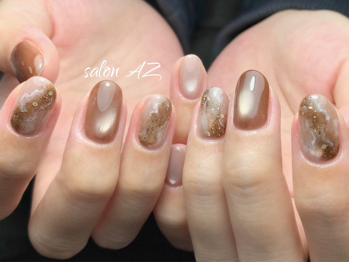ネイル 持ち込み オフィスネイル スカルプネイル ハンドネイル salon AZ NANAのネイルデザイン