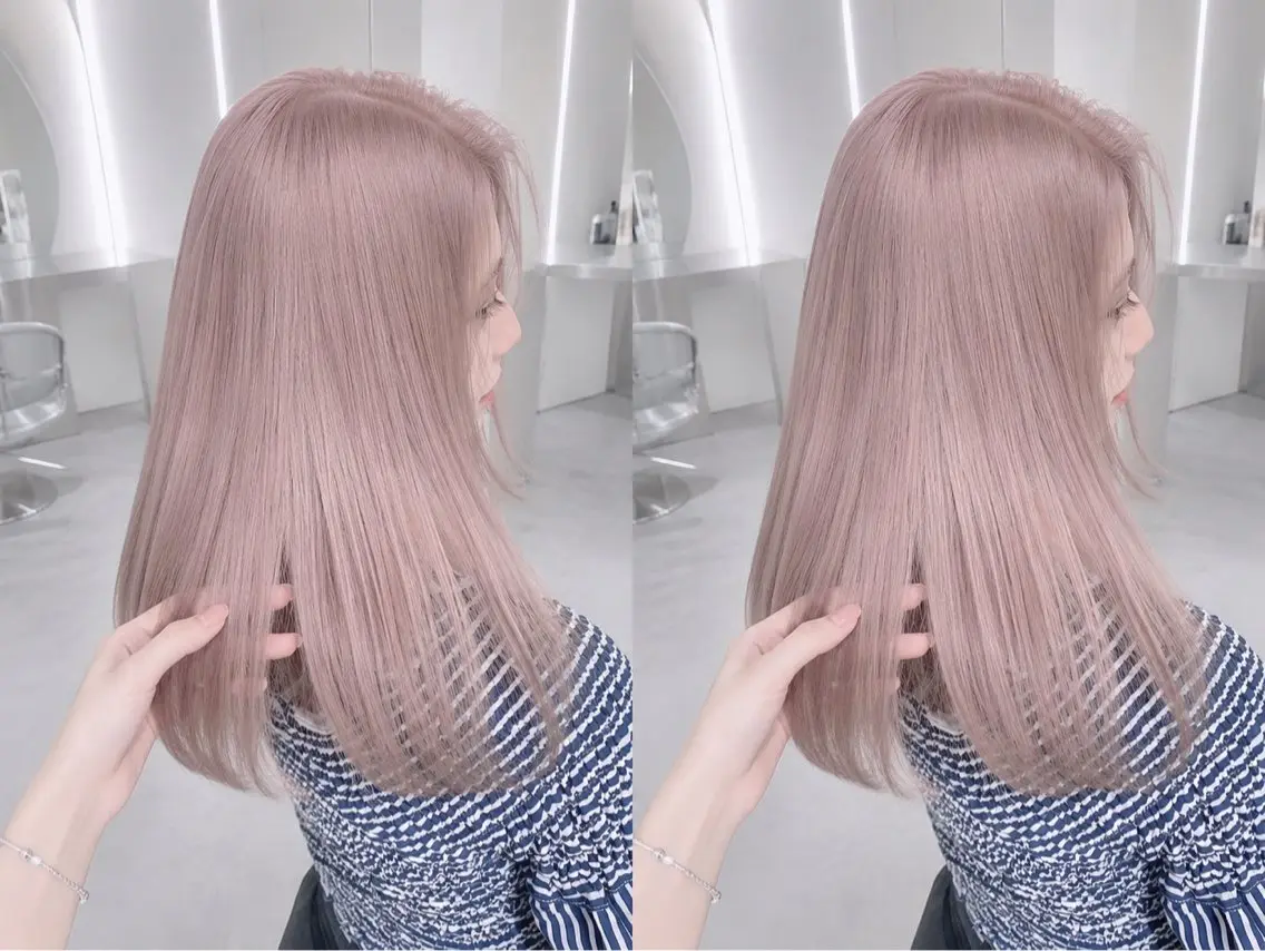 ロング ヘアカラー あち⭐️梅田美容室｜ ハイトーン｜レイヤーのヘアスタイル