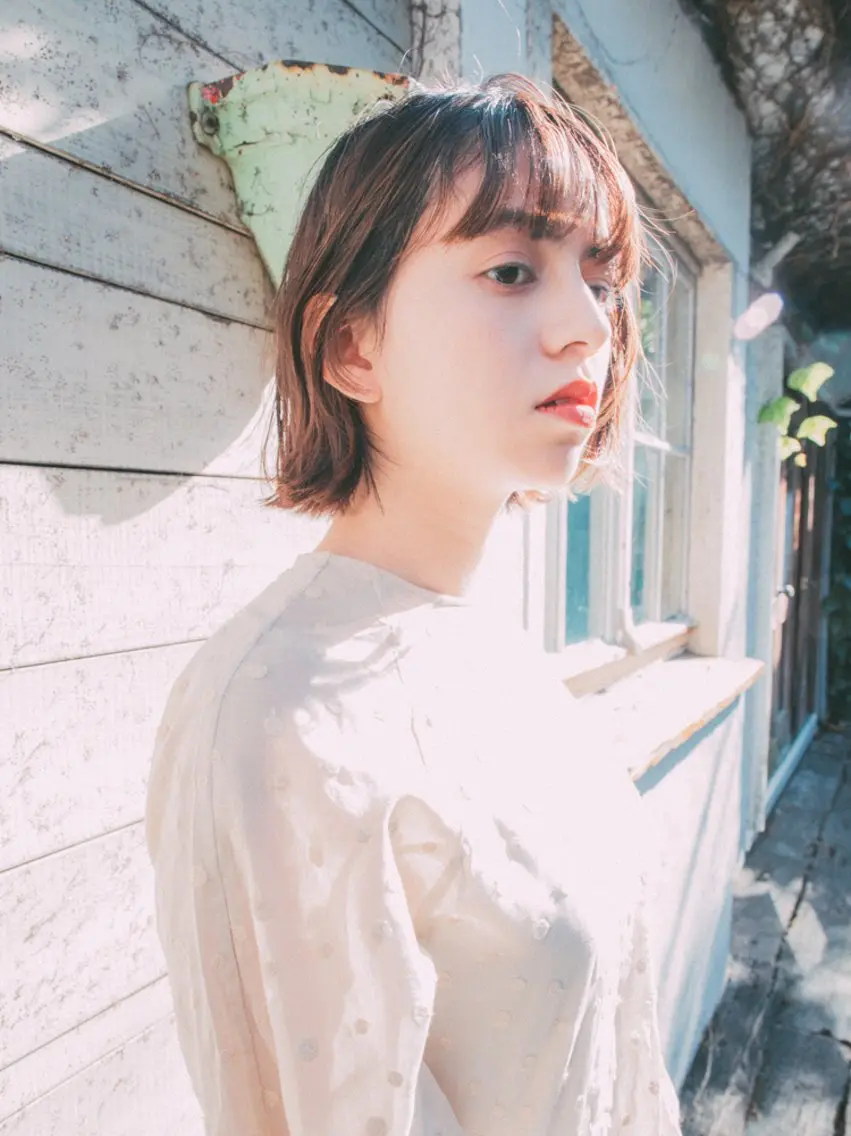 ショート カラー レイヤーカット 酸性ストレート/ブリ ーチなしWカラー河本のヘアスタイル