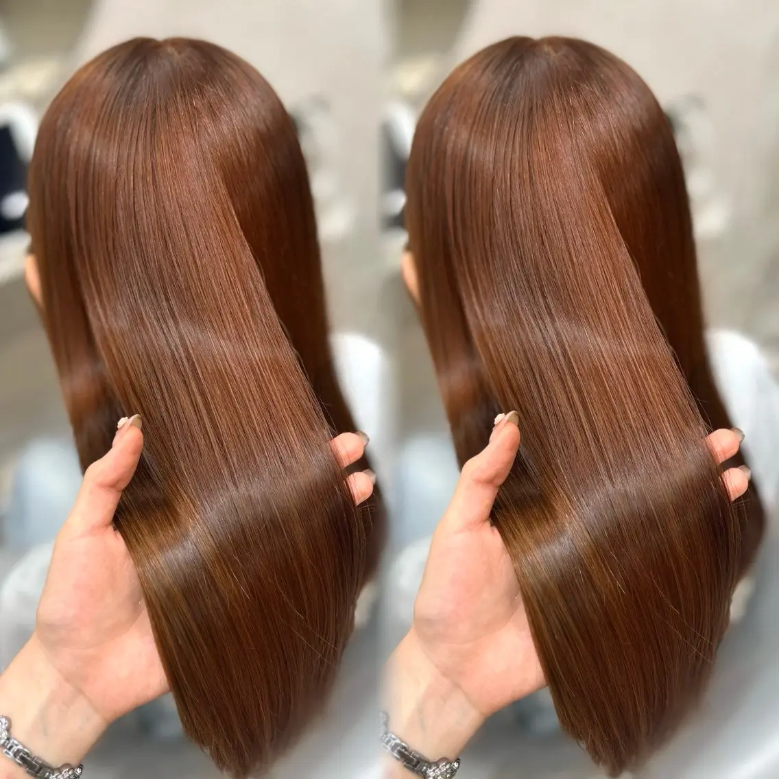ロング カラー ブリーチ 透明感カラー ダブルカラー ブリーチなしカラー オレンジ 💘Rei💘透明感 艶カラー/新宿のヘアスタイル