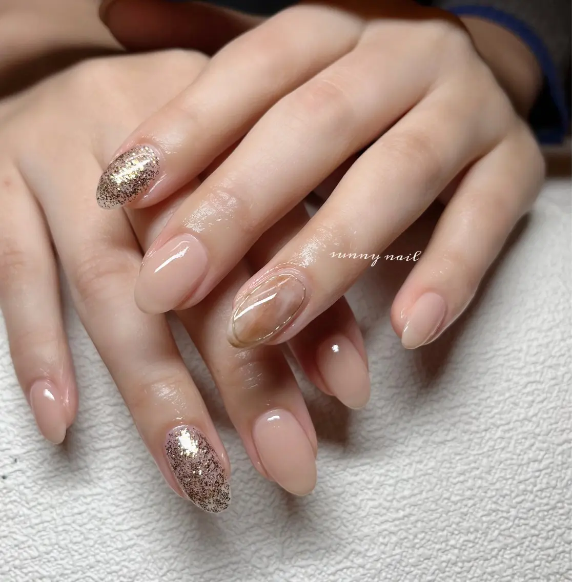 ネイル ジェルネイル 大理石ネイル(マーブル) ミラーネイル ニュアンスネイル パラジェル sunny nailのネイルデザイン