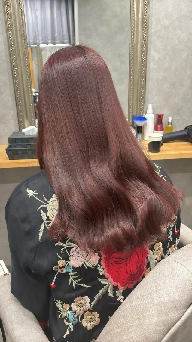 ロング カラー ブリーチ ブリーチなしカラー ピンクカラー ヘアカラー トリートメント 透明感カラー/ ブリーチ無し/RYOのヘアスタイル