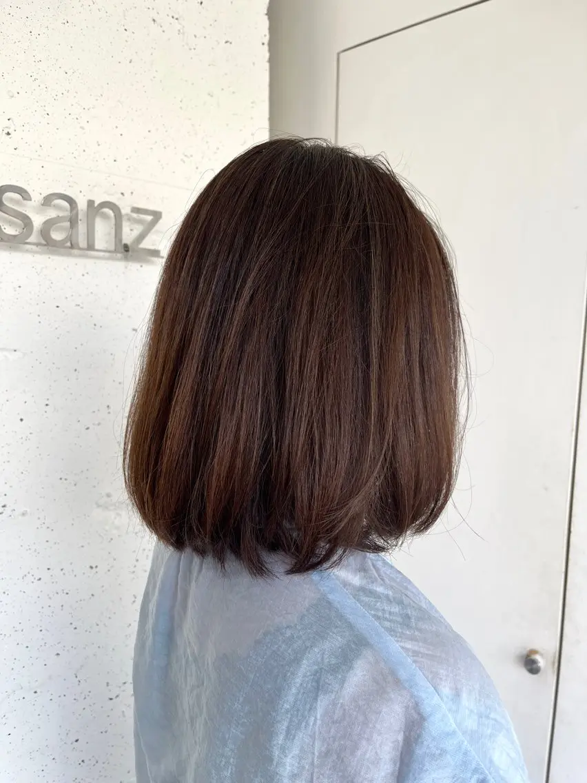 ミディアム カラー ブラウンカラー 透明感カラー ボブ カット ヘアカラー 中居 蒼士のヘアスタイル