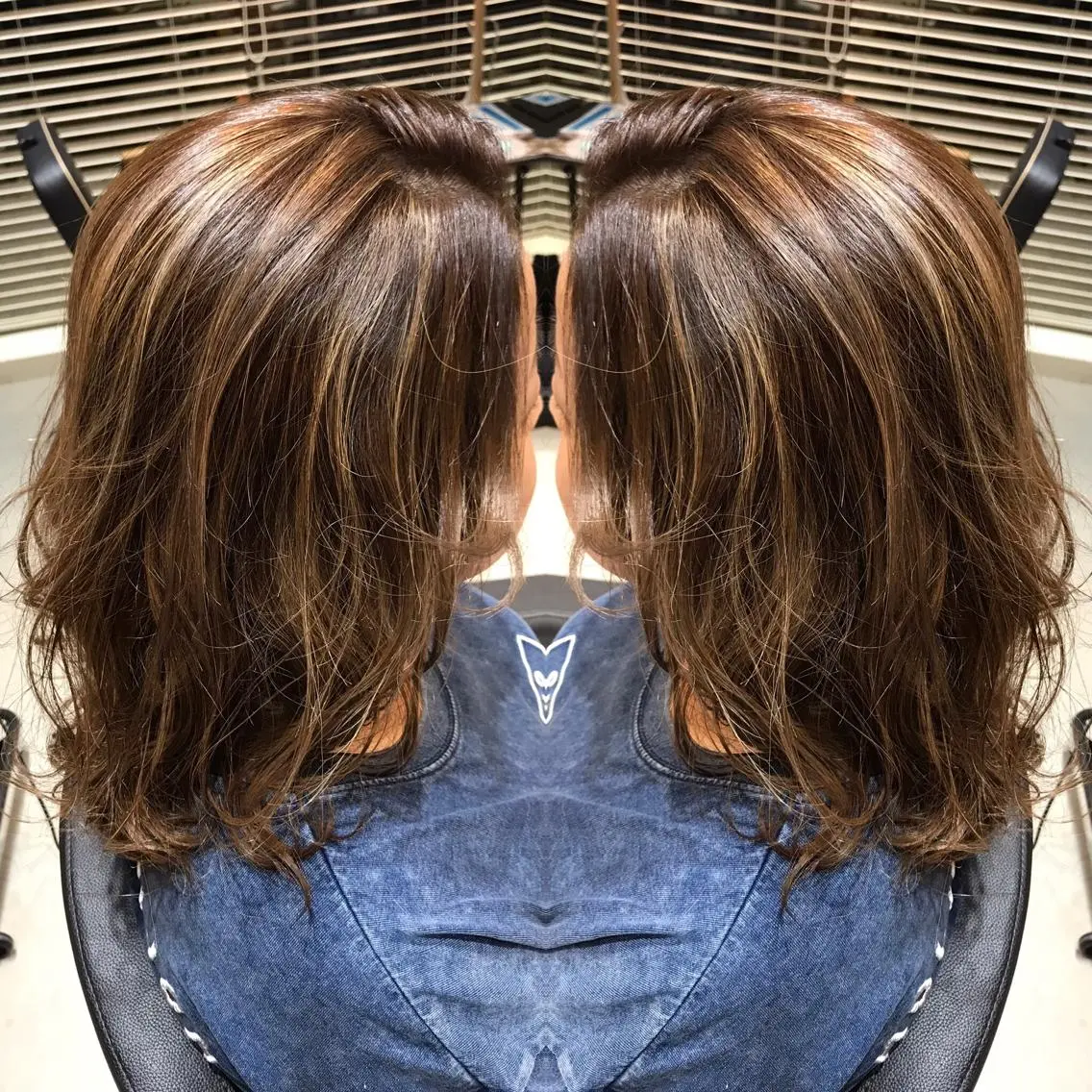 ミディアム カラー ハイライトカラー ハイライト ヘアカラー 大久保 隆蔵のヘアスタイル