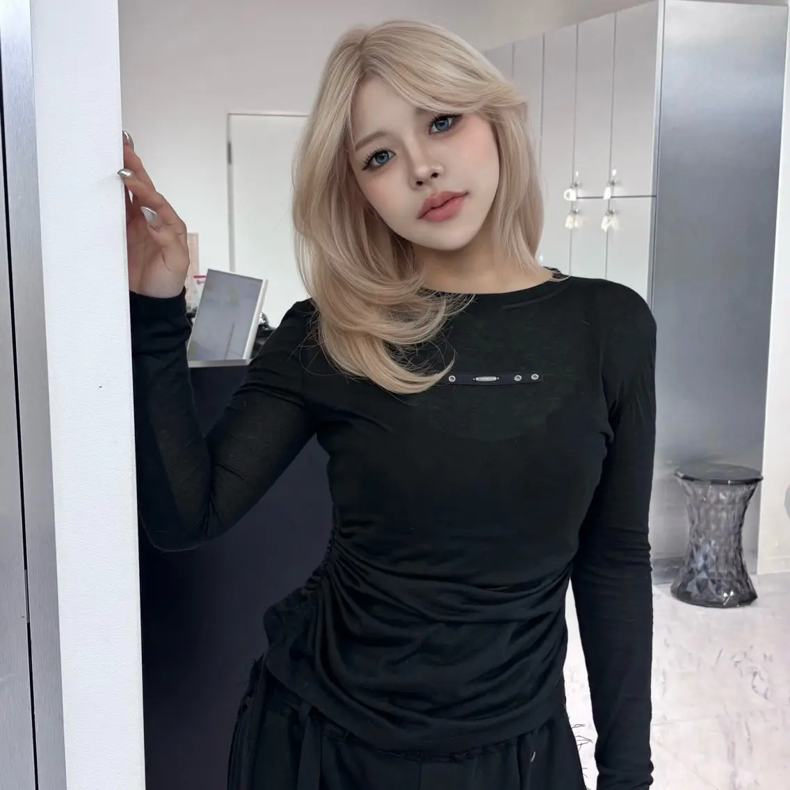 ミディアム 韓国ヘア💖Wカラー 💖透明感カラー💖のヘアスタイル