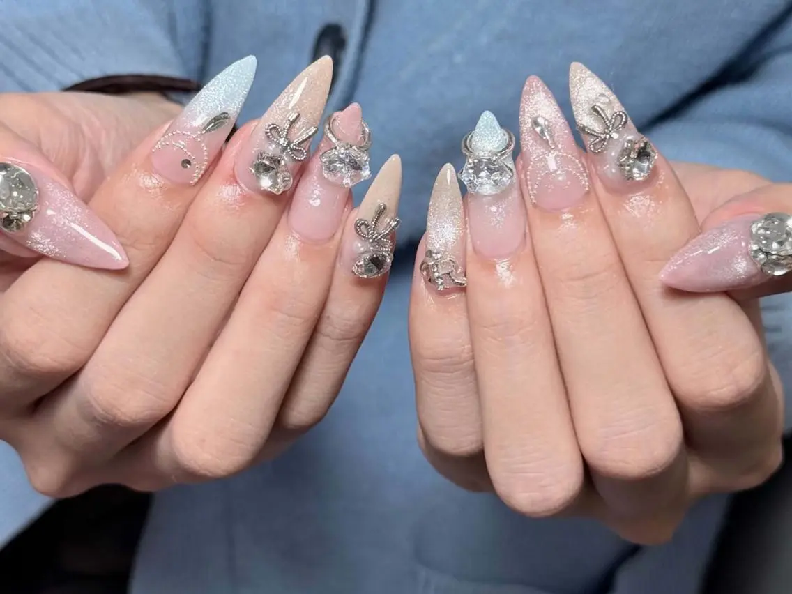ネイル 長さ出し フレンチネイル ジェルネイル ガラスフレンチ 韓国ネイル ハンドネイル RiRi Belle Nail池袋のネイルデザイン
