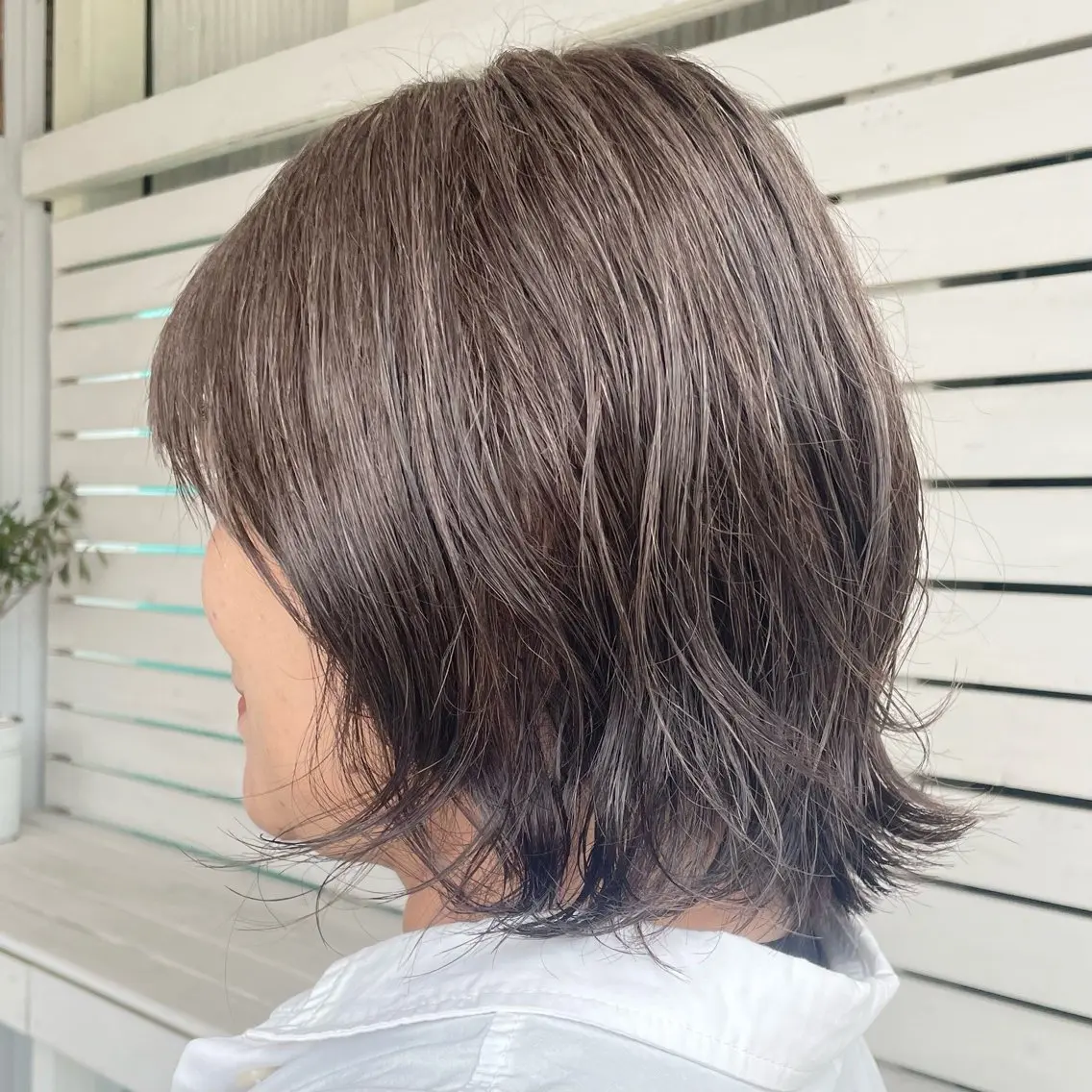 ミディアム カラー ミディアムパーマ 透明感カラー こいけ みきののヘアスタイル