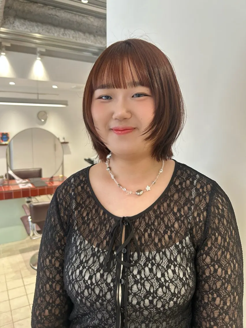 ミディアム ボブ 顔周りカット レイヤーカット 外ハネヘア れんか/ボブ/レイヤ ー/ベージュ/艶髪のヘアスタイル