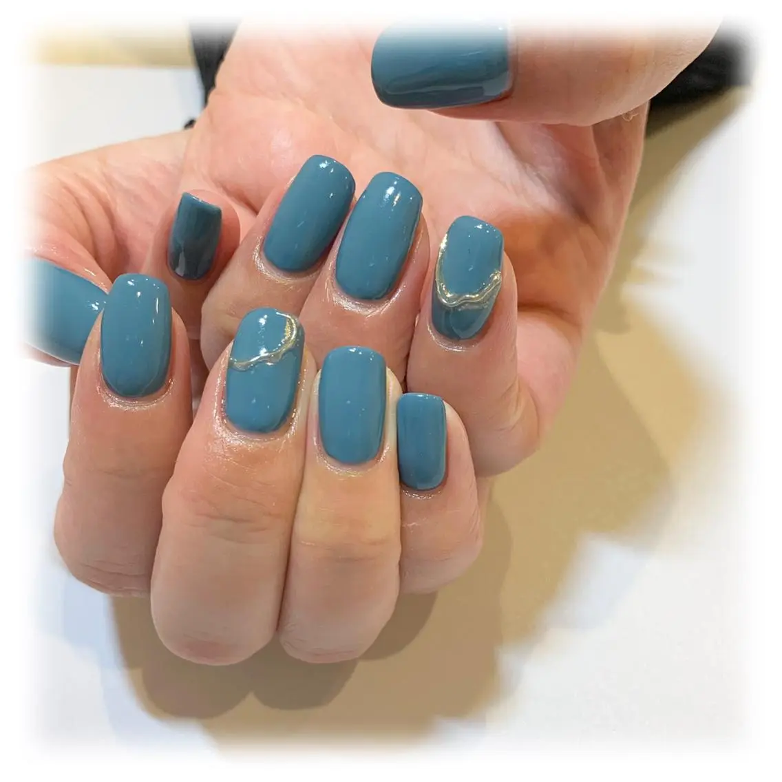 ネイル アートネイル ブルー ミラーネイル スクエアネイル ui nailのネイルデザイン