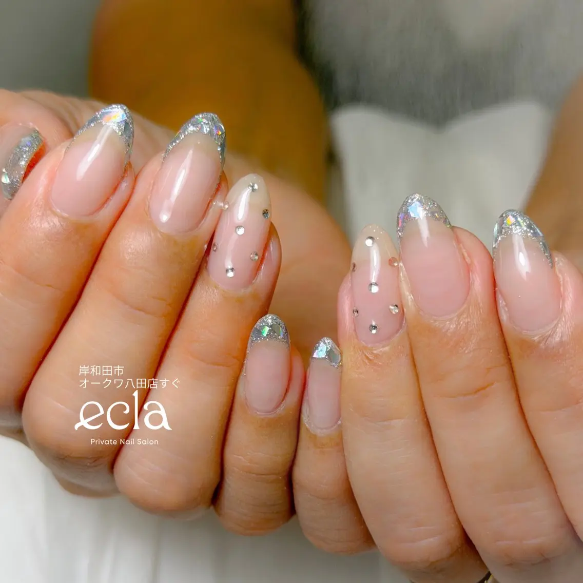 ネイル アートネイル フレンチネイル ガラスフレンチ 持ち込み シンプルネイル Nail Salon ecla 〜エクラ〜のネイルデザイン