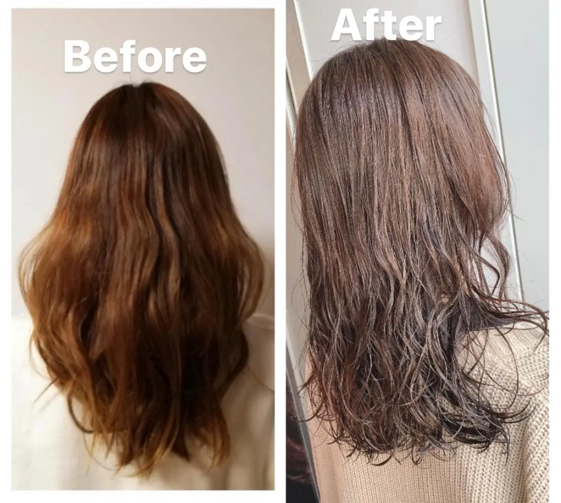 セミロング カラー パーマ セミロングパーマ 透明感カラー ♡ yumaのヘアスタイル