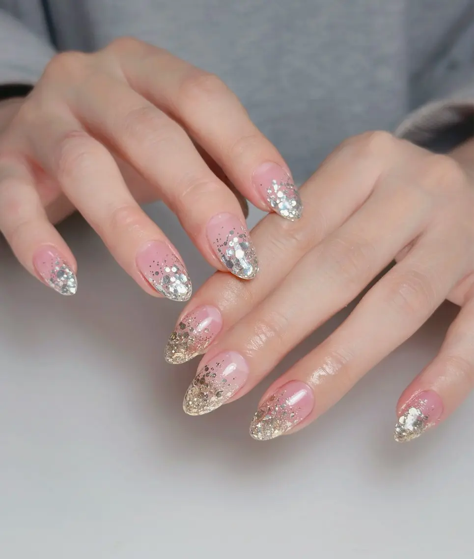 ネイル オーロラネイル 長さ出し フットネイル 韓国ネイル ラメ(グリッター) ハンドネイル 👍thumbs up nail👍のネイルデザイン