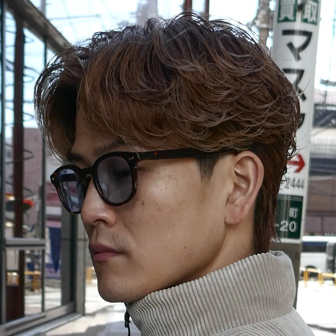 ショート パーマ メンズ オールバック フェザーパーマ メンズパーマ ツイストスパイラルパーマ ニュアンスパーマ カット パーマ 立川/メンズパーマ 厚進太郎のヘアスタイル