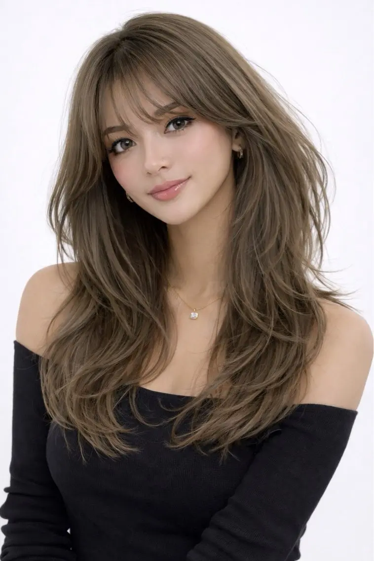ロング カラー ベージュカラー ブリーチ ミルクティーベージュ レイヤーカット ヘアカラー トリートメント 🇺🇸海外レイヤー /カラーGOのヘアスタイル