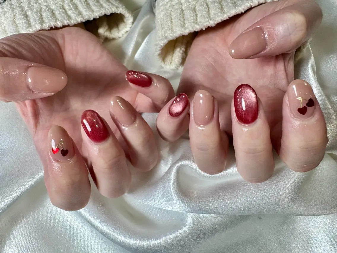 ネイル オーロラネイル 桜ネイル フラワーネイル フットネイル フレンチネイル ハンドネイル kikinail 溝の口のネイルデザイン