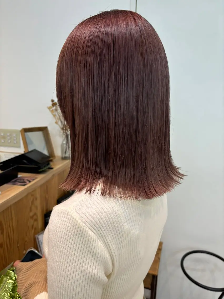 ミディアム カラー ピンクカラー 室谷 ゆりあのヘアスタイル
