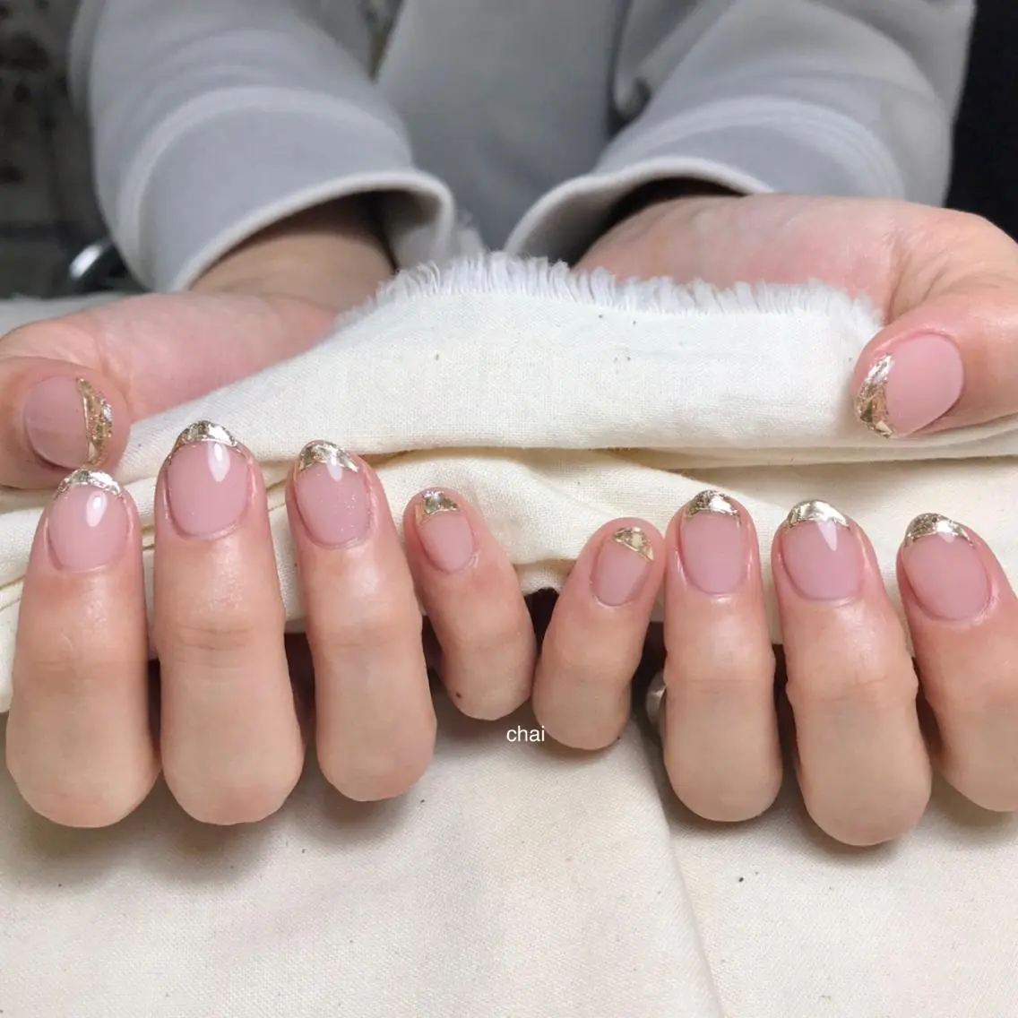 ネイル フレンチネイル ガラスフレンチ ハンドネイル chai nail _ai📍鶴橋/桃谷のネイルデザイン