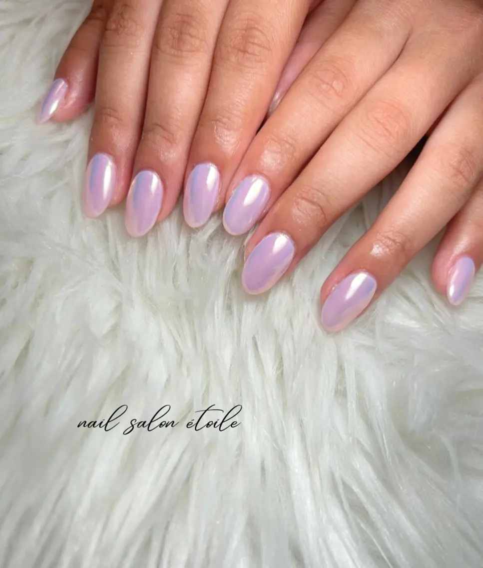 ネイル オーロラネイル ピンク シンプルネイル 夏ネイル ハンドネイル nail salon étoileのネイルデザイン