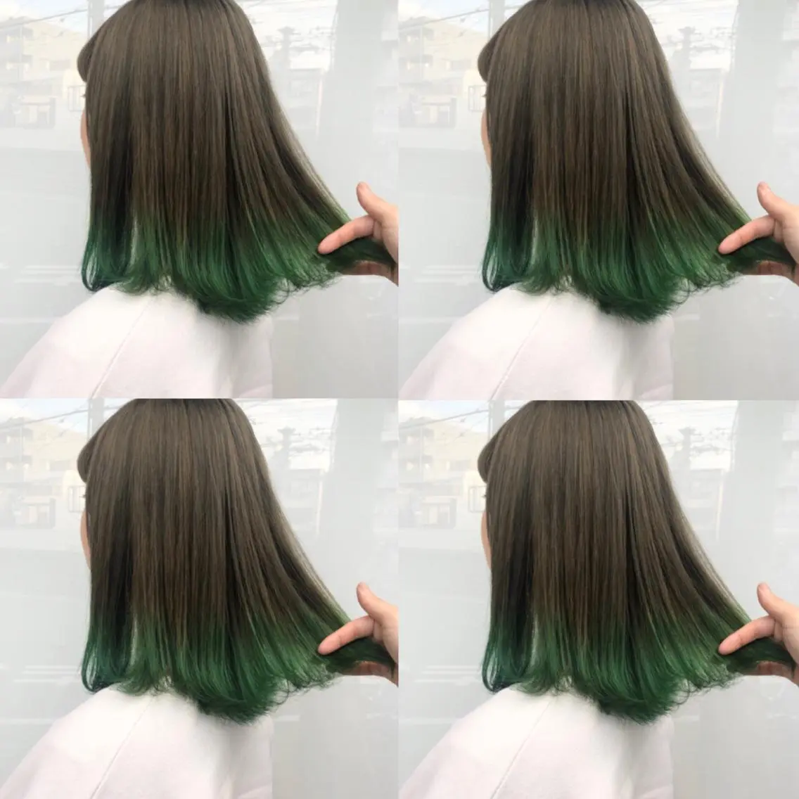ミディアム カラー ブリーチ オリーブカラー ウルフカット ハッシュカット/七海のヘアスタイル
