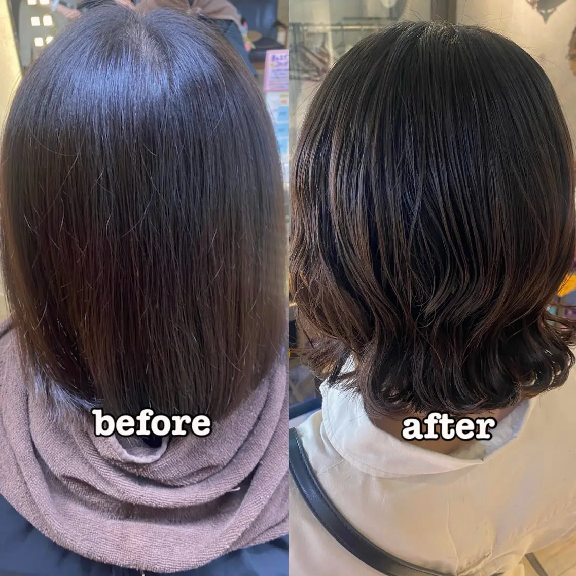 ミディアム パーマ ミディアムパーマ ボブ デジタルパーマ カット パーマ wakana 【ブリーチカラー】のヘアスタイル