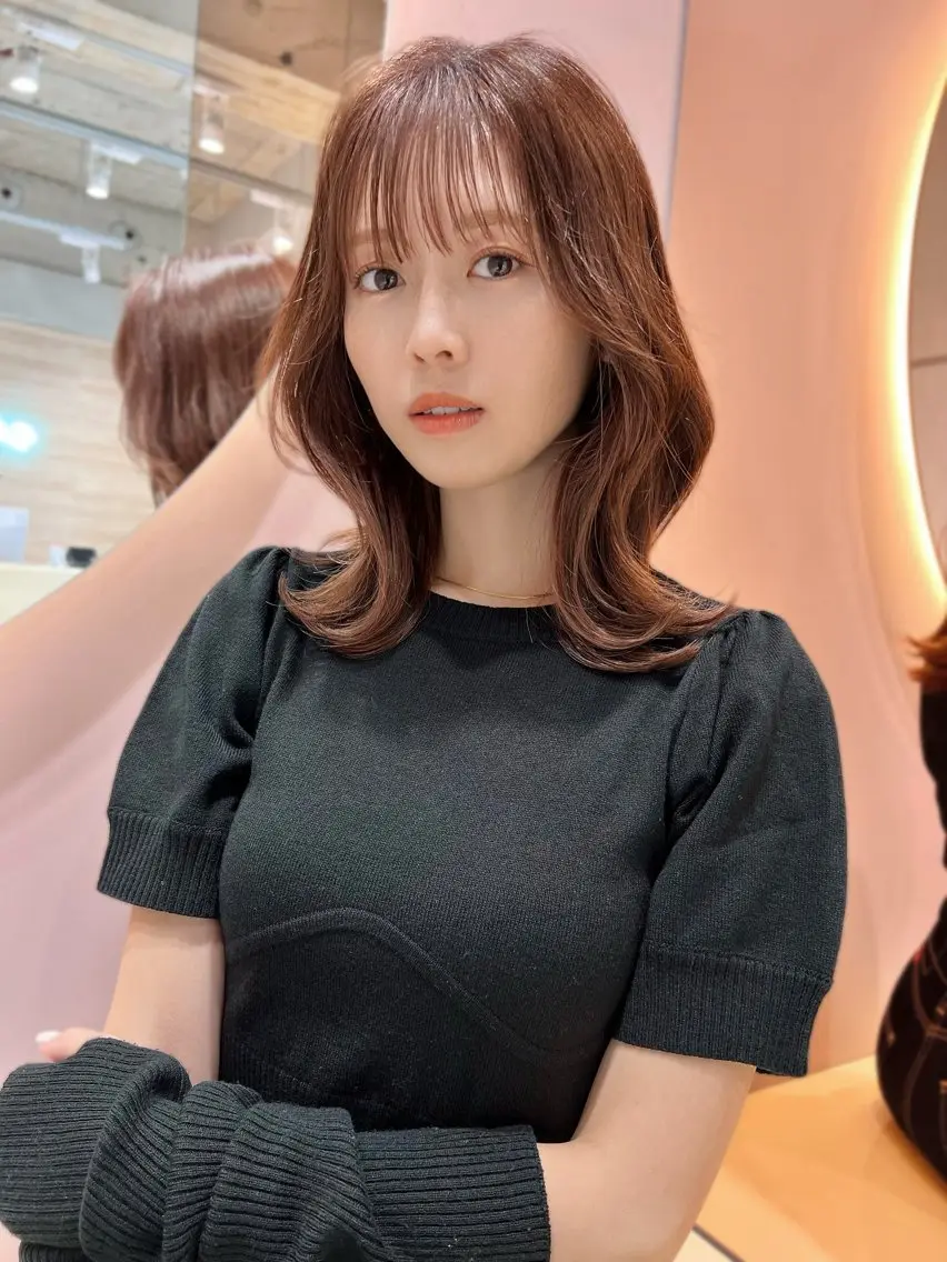ミディアム カラー ヘアアレンジ ブラウンカラー ココアブラウン くびれヘア 🔶似合わせセンター パート/ヤス🔶のヘアスタイル