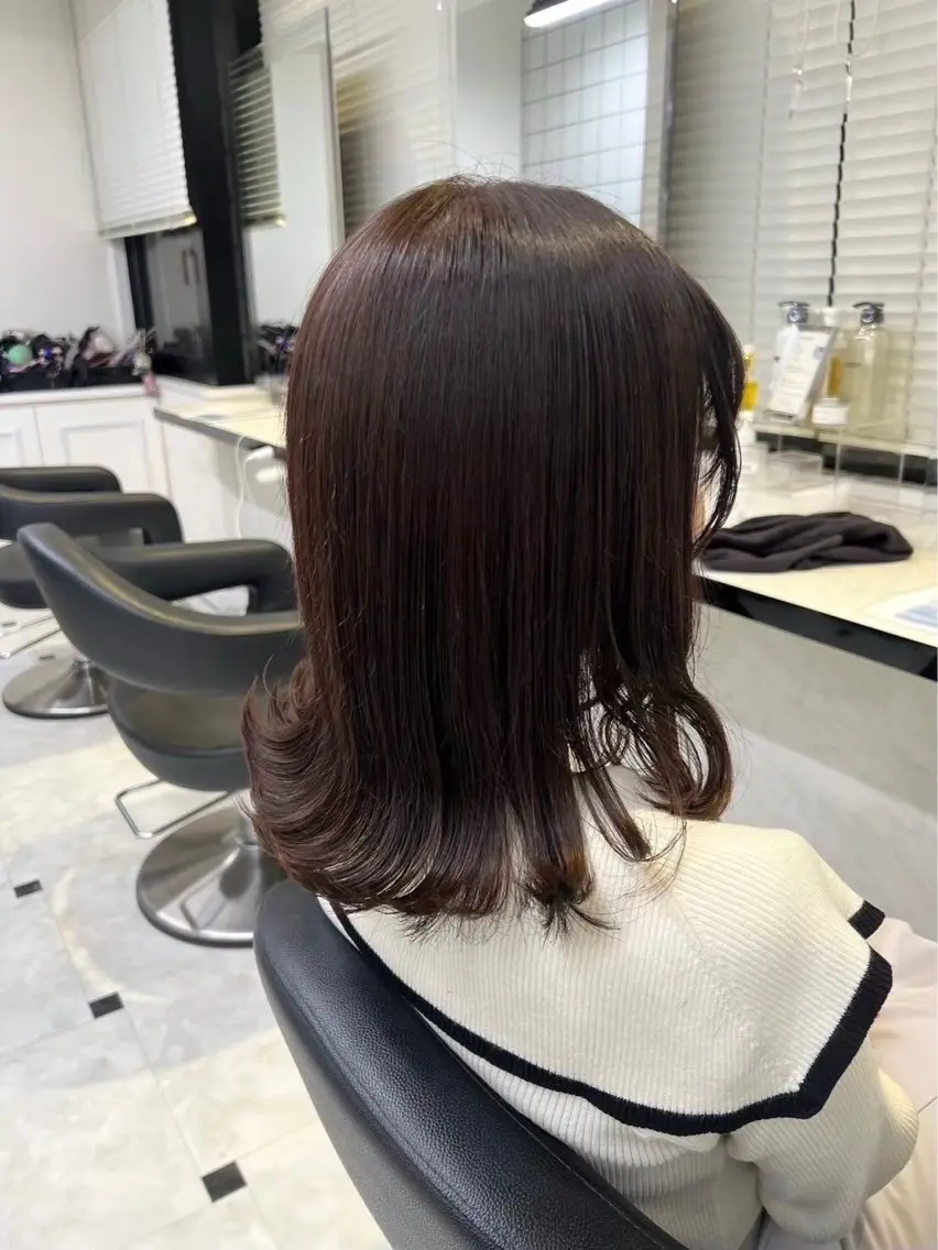セミロング カラー ヘアカラー トリートメント 🧸モテブラウン/ ベージュ🥯カホ🍯のヘアスタイル
