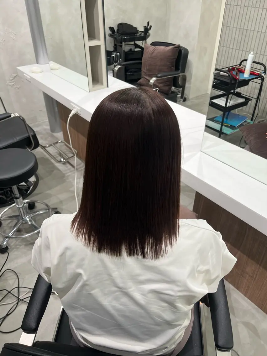 ミディアム くせ毛 縮毛矯正 縮毛矯正 トリートメント 奥村 和也のヘアスタイル