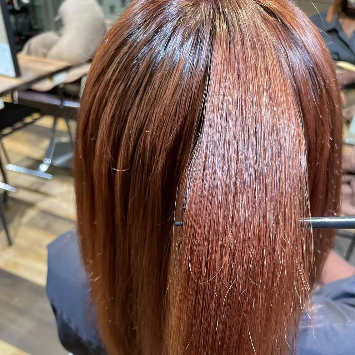 ミディアム カラー オレンジ 大 場のヘアスタイル