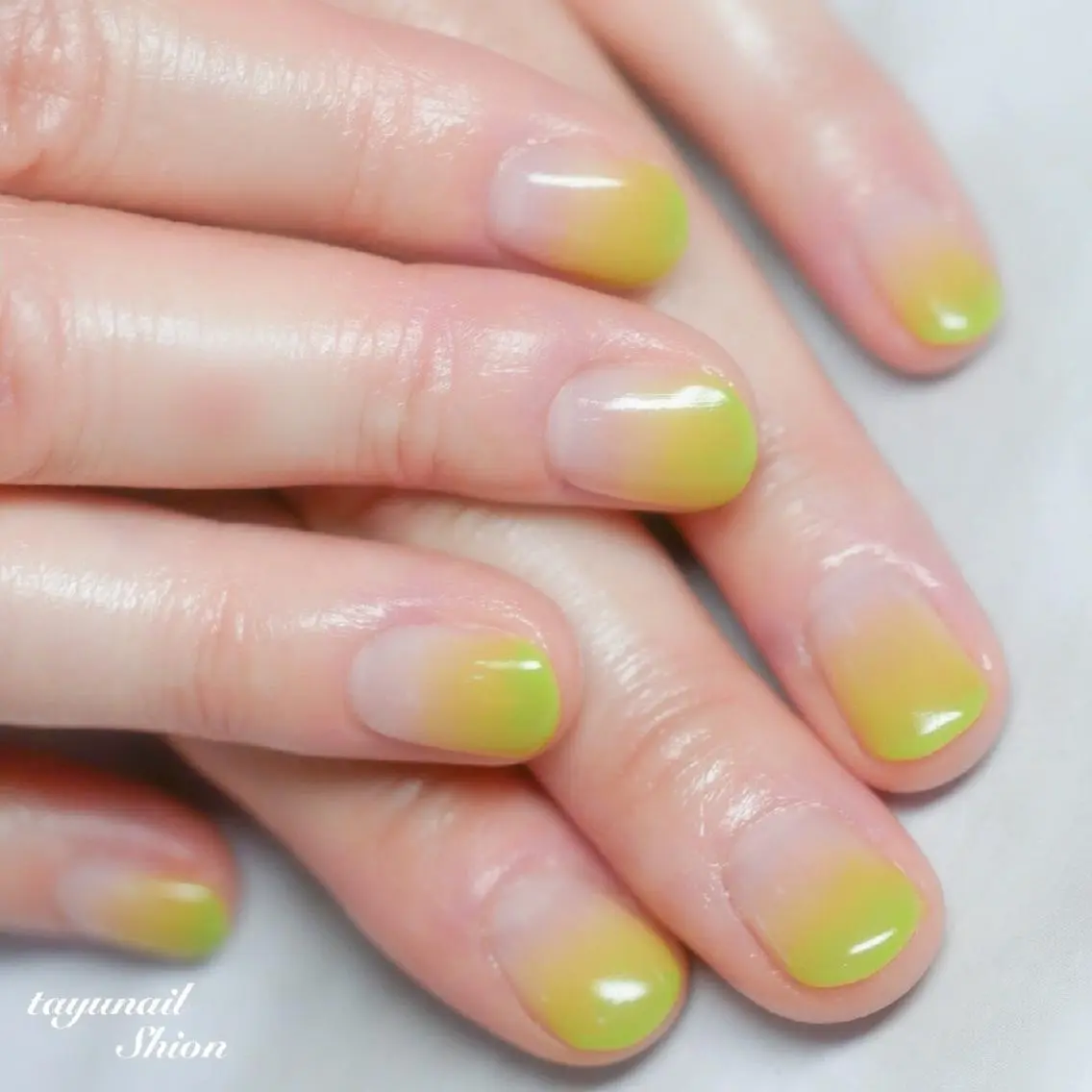 ネイル ブルー ジェルネイル グラデーション グリーン パラジェル ネイルサロン 【たゆnail】のネイルデザイン
