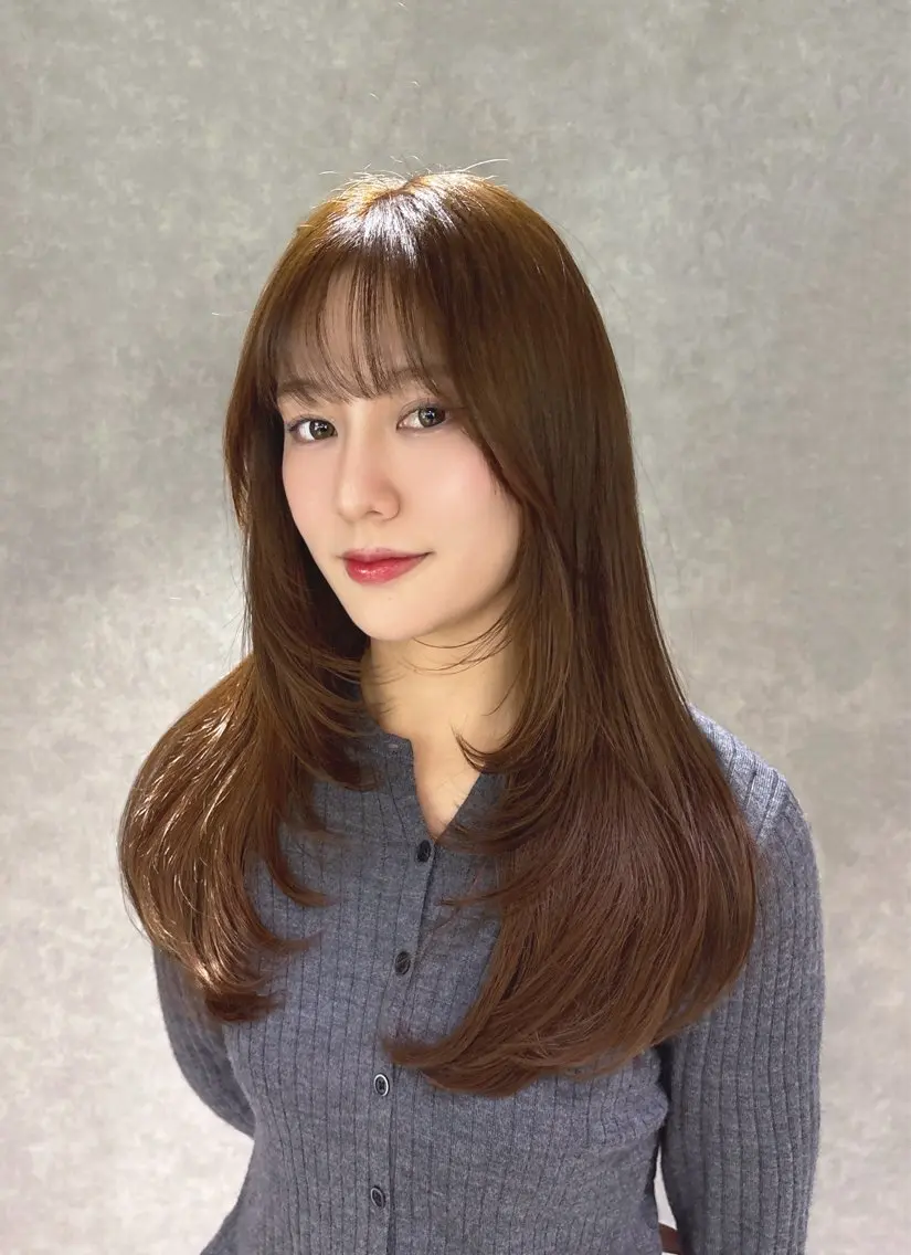 ロング カラー ヘアアレンジ JUNO韓国ヘア MIAN.⋆𝜗𝜚のヘアスタイル