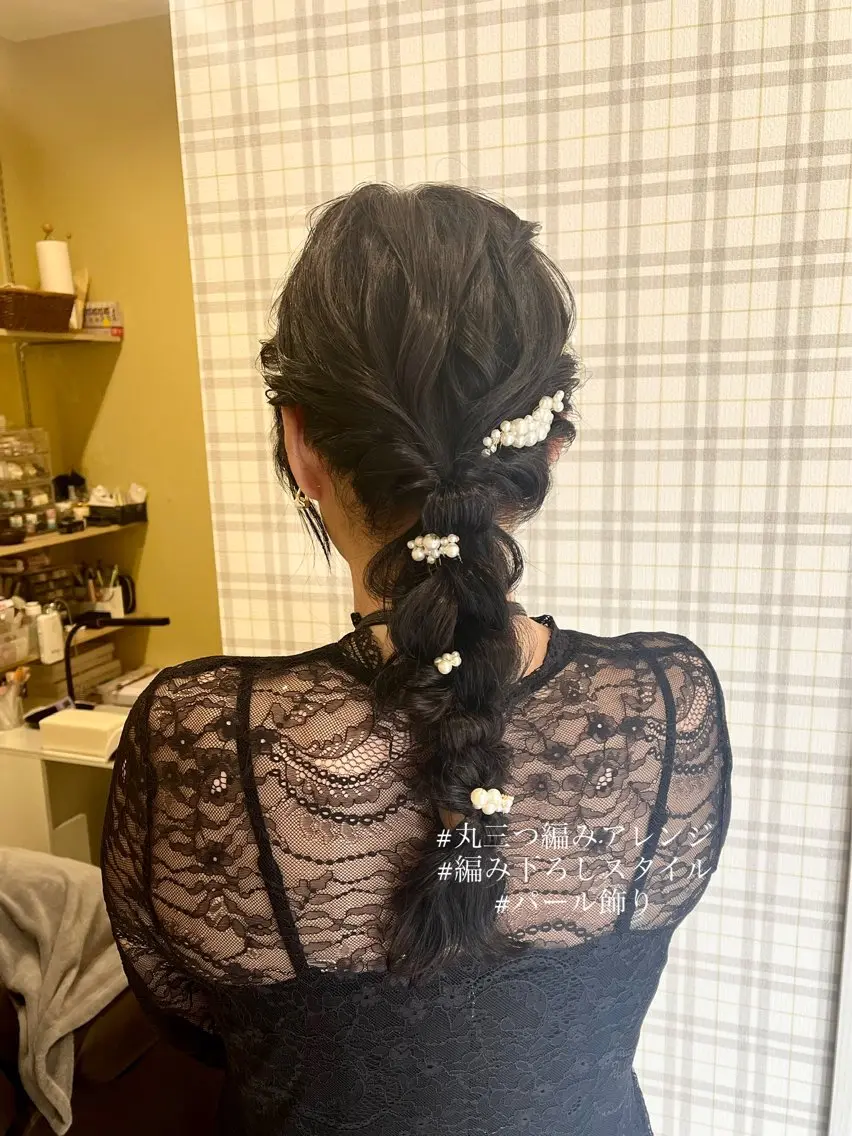 ロング ヘアアレンジ 三つ編み 堀口 彩佳のヘアスタイル