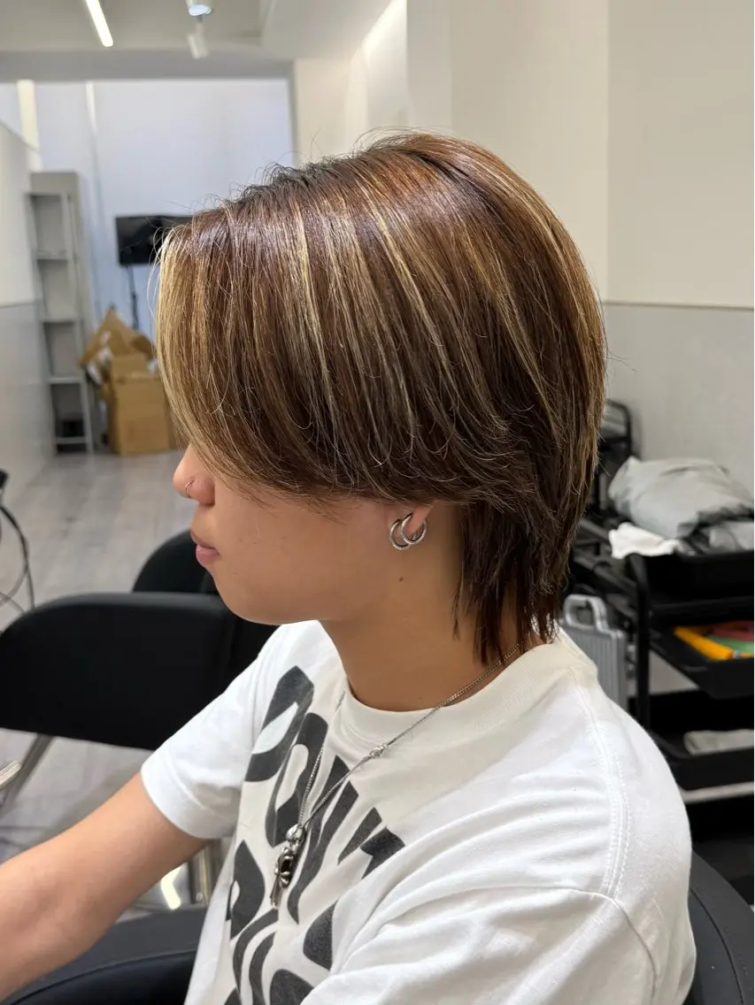 ショート カラー メンズ メンズメッシュ メッシュ レオ/カラーモデル 透明感カラー/メンズのヘアスタイル