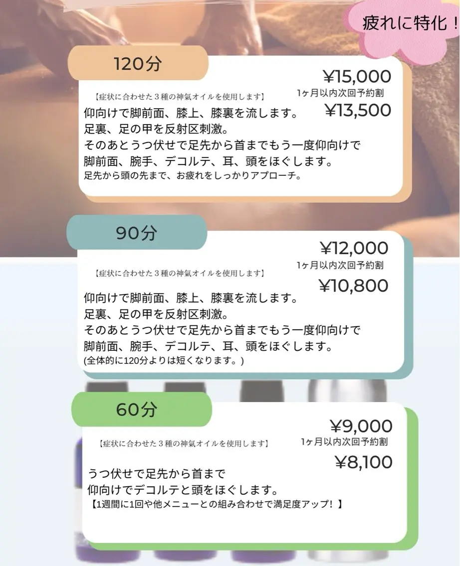 疲れ特化!漢方オイルでデトックス全身120分の写真